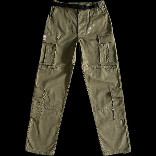 corteiz pants cargo military green logo