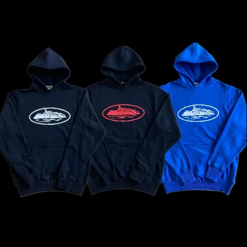 corteiz hoodie blue - black - blacK/RED