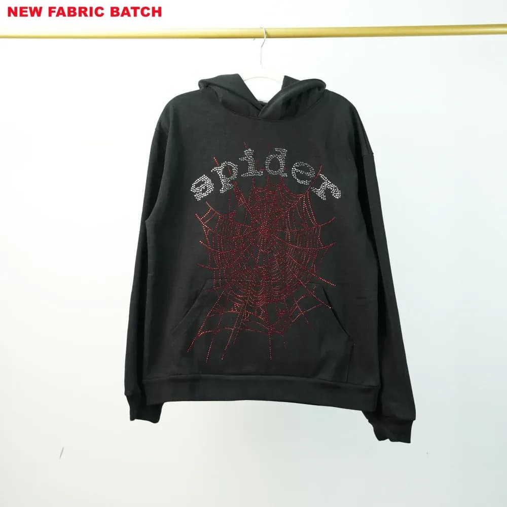 Sp5der Rhinestone Logo Hoodie Black - KakoBuy Spreadsheet