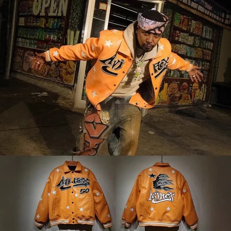 地狱之星夹克Avirex联名五十周年限定款复古潮流夹克机车刺绣皮衣 (97)