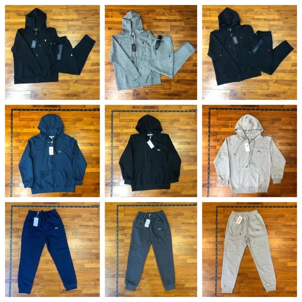 Polo-Style Fleece Hoodie & Jogger Set