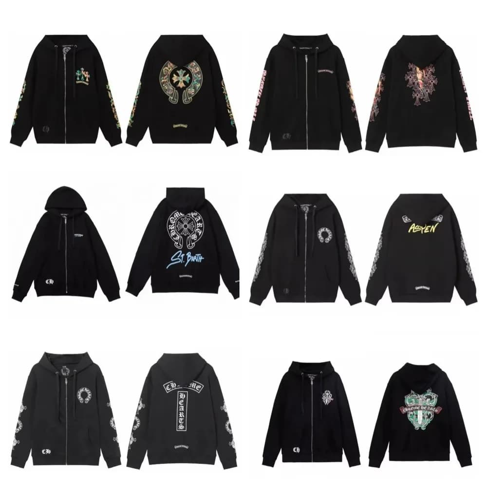 Chrome Hearts-Style Zip Hoodie