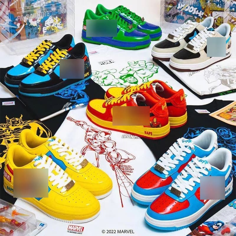 Putian Chunyuan BAPESTA full range of ape head co-branded Marvel patent leather thick-soled height-enhancing low-top men's and women's sneakers - KakoBuy Spreadsheet