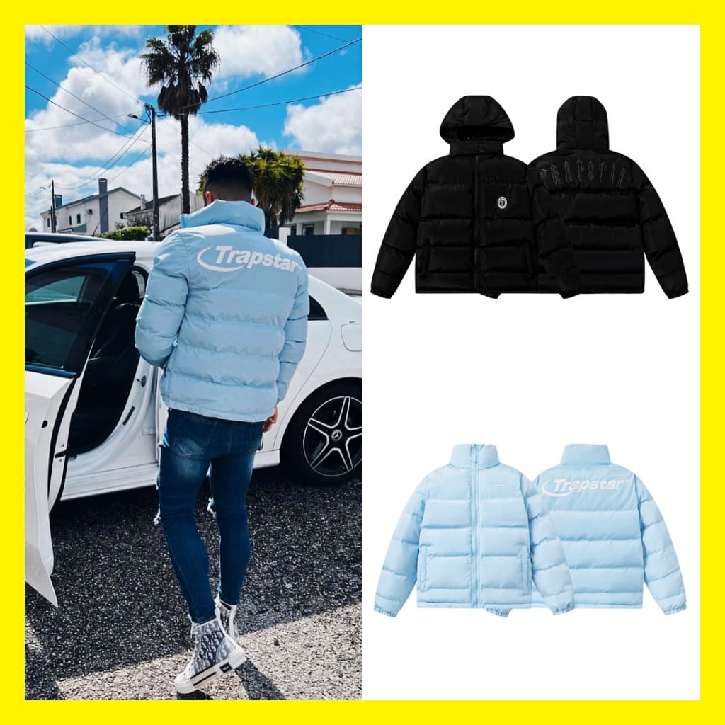 trapstar couple style cotton coat retro stand collar blue simple letter small logo embroidery cotton coat jacket - KakoBuy Spreadsheet