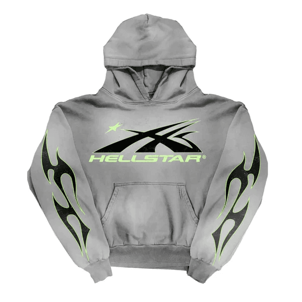 Hellstar Flame Hoodie Green/Grey
