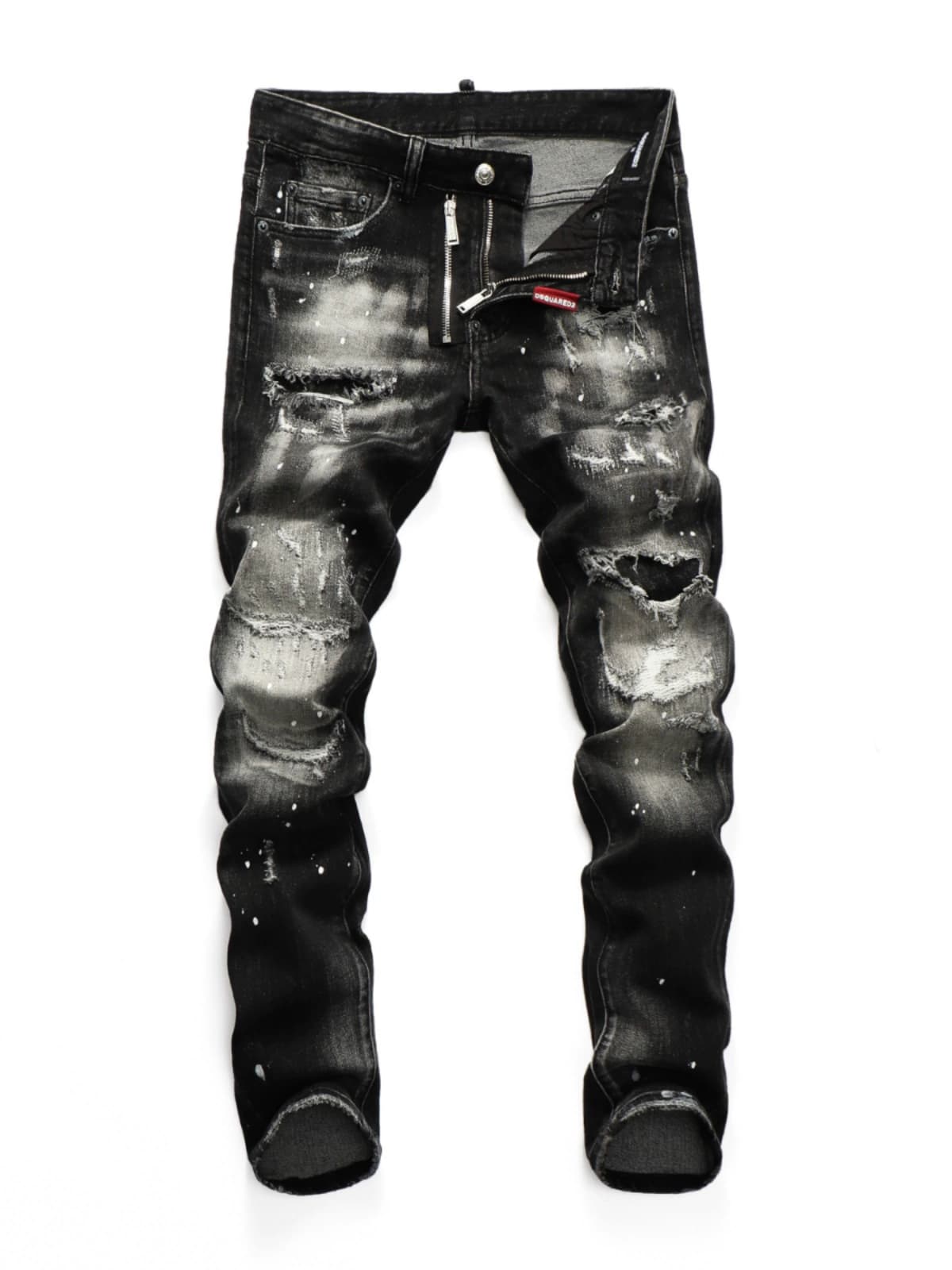Autumn and winter hole Hong Kong style washed trendy men's feet nightclub patch quality D2 jeans trousers men's male god pants - KakoBuy Spreadsheet