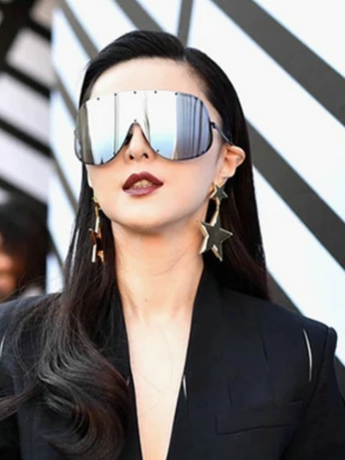 Fan Bingbing's same polarized sunglasses, oversized frame, integrated lenses, celebrity style sunglasses, driving one-piece windproof glasses