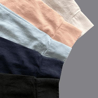 Blue shirt, white hat, small size cotton and linen five-color shirt 3061834