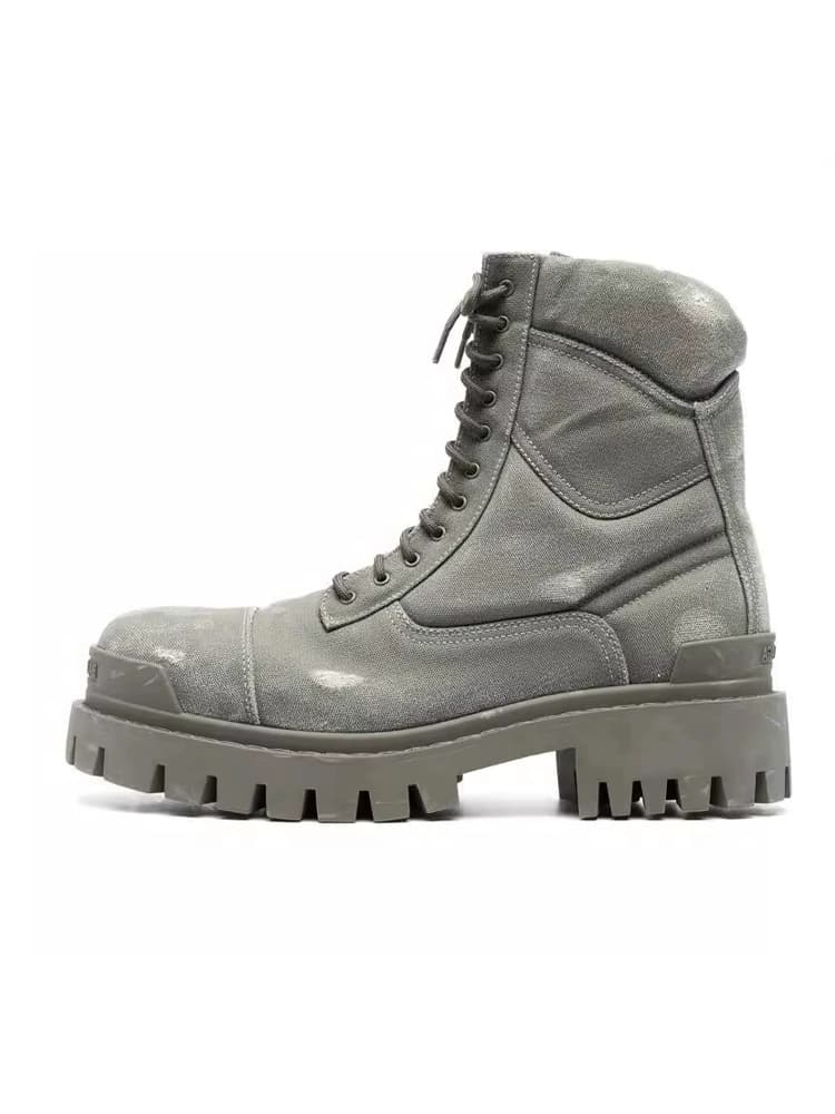 2024 new trendy brand zipper heightened men's boots thick-soled work boots short boots old damaged denim Martin boots trend - KakoBuy Spreadsheet