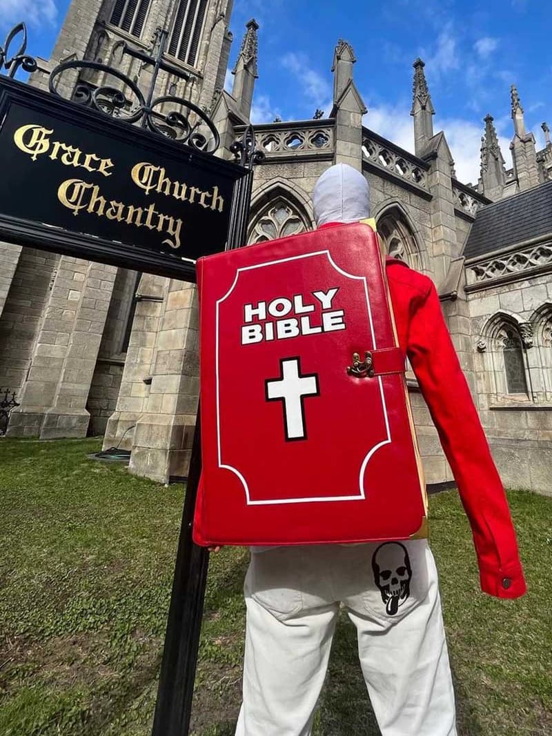 TRBRUSHSHIFT hip-hop street cross BIBLE BOOK shoulder PU leather backpack ins same style schoolbag - KakoBuy Spreadsheet