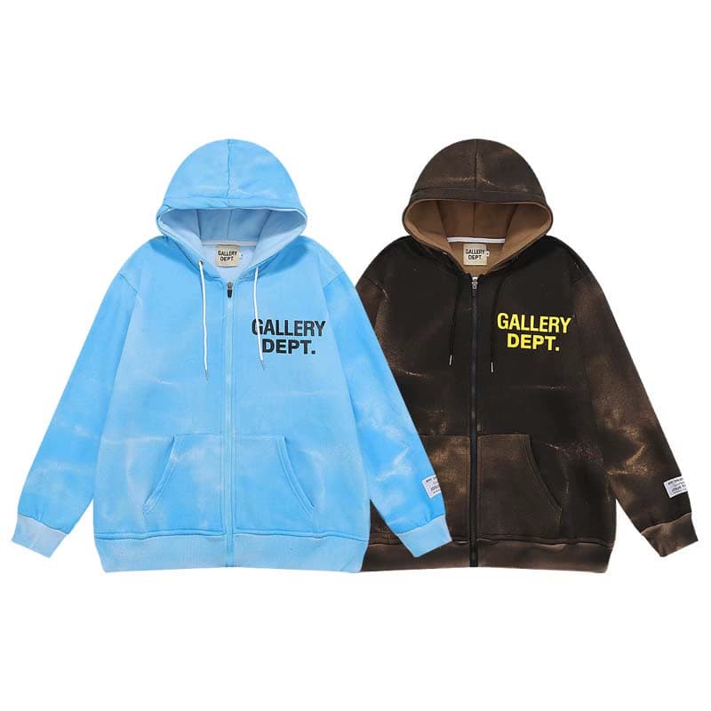 GALLERY DEPT autumn new tie-dye zipper cardigan sweater high street retro cotton loose hooded jacket - KakoBuy Spreadsheet
