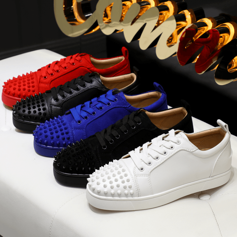 Genuine leather ACL red bottom shoes cl men's shoes low top rivet shoes couple trendy sneakers casual women's shoes head nail rhinestone shoes - KakoBuy Spreadsheet