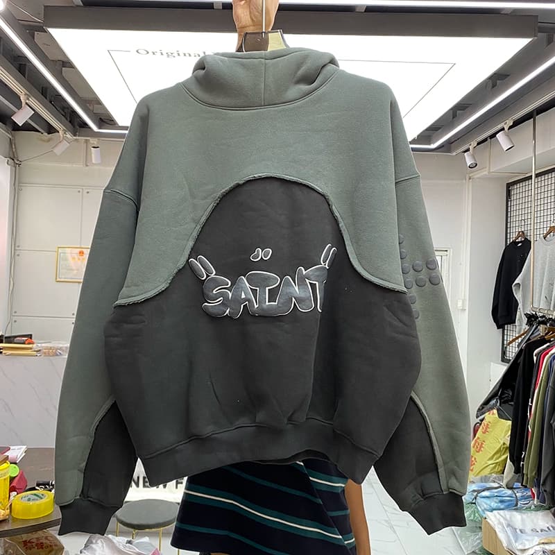 2022 Autumn and Winter Trend American English Foaming Three-Dimensional Letter Stitching Contrast Color Sweatshirts for Men and Women Loose Plus Velvet Hoodies - KakoBuy Spreadsheet