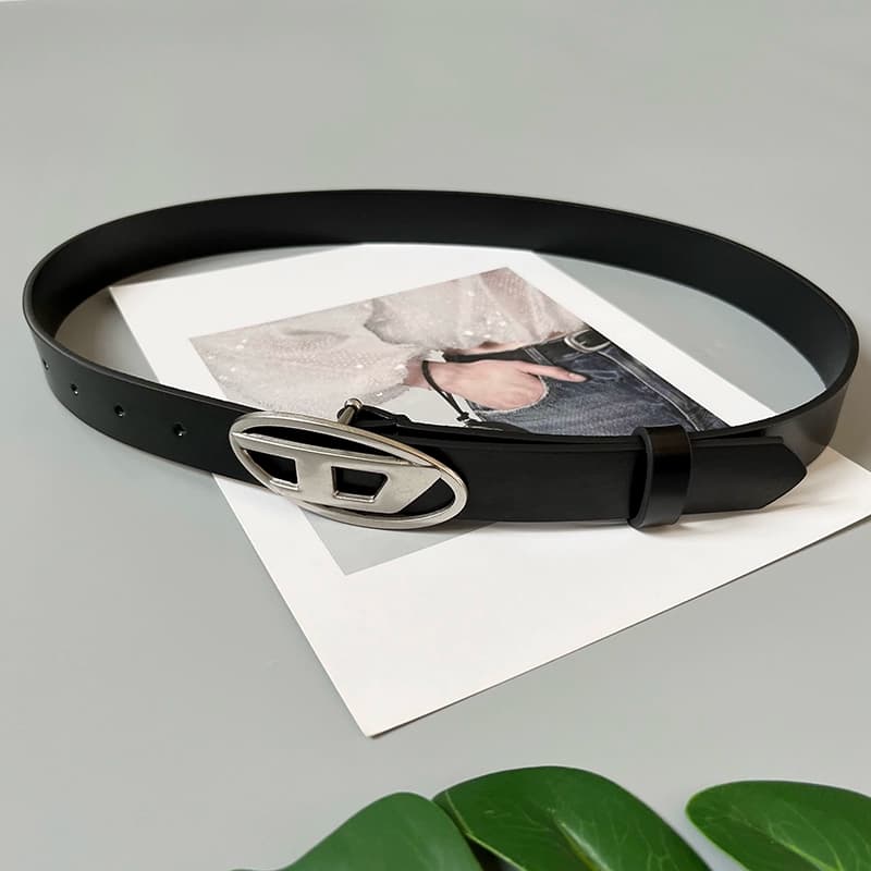 American retro ins genuine leather belt men's same style large hardware buckle letter D logo belt women's casual all-matching - KakoBuy Spreadsheet