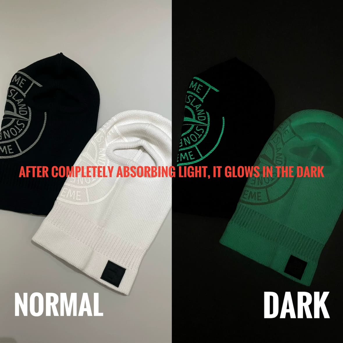 N01SA GLOW PRINT Knit Balaclava luminous ski mask pullover knitted wool headband - KakoBuy Spreadsheet