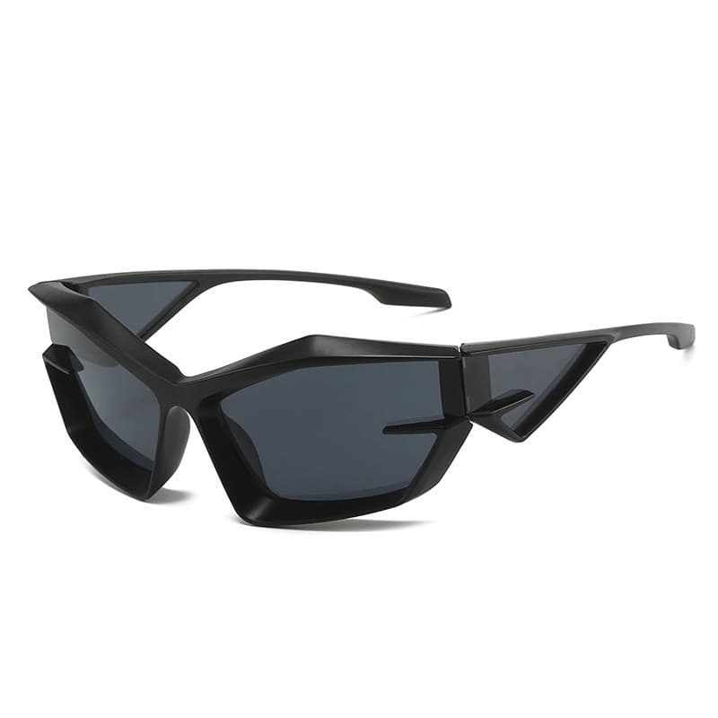 So handsome niche pioneer future transparent frame black sunglasses men and women fashionable pull cool photo sunglasses trendy
