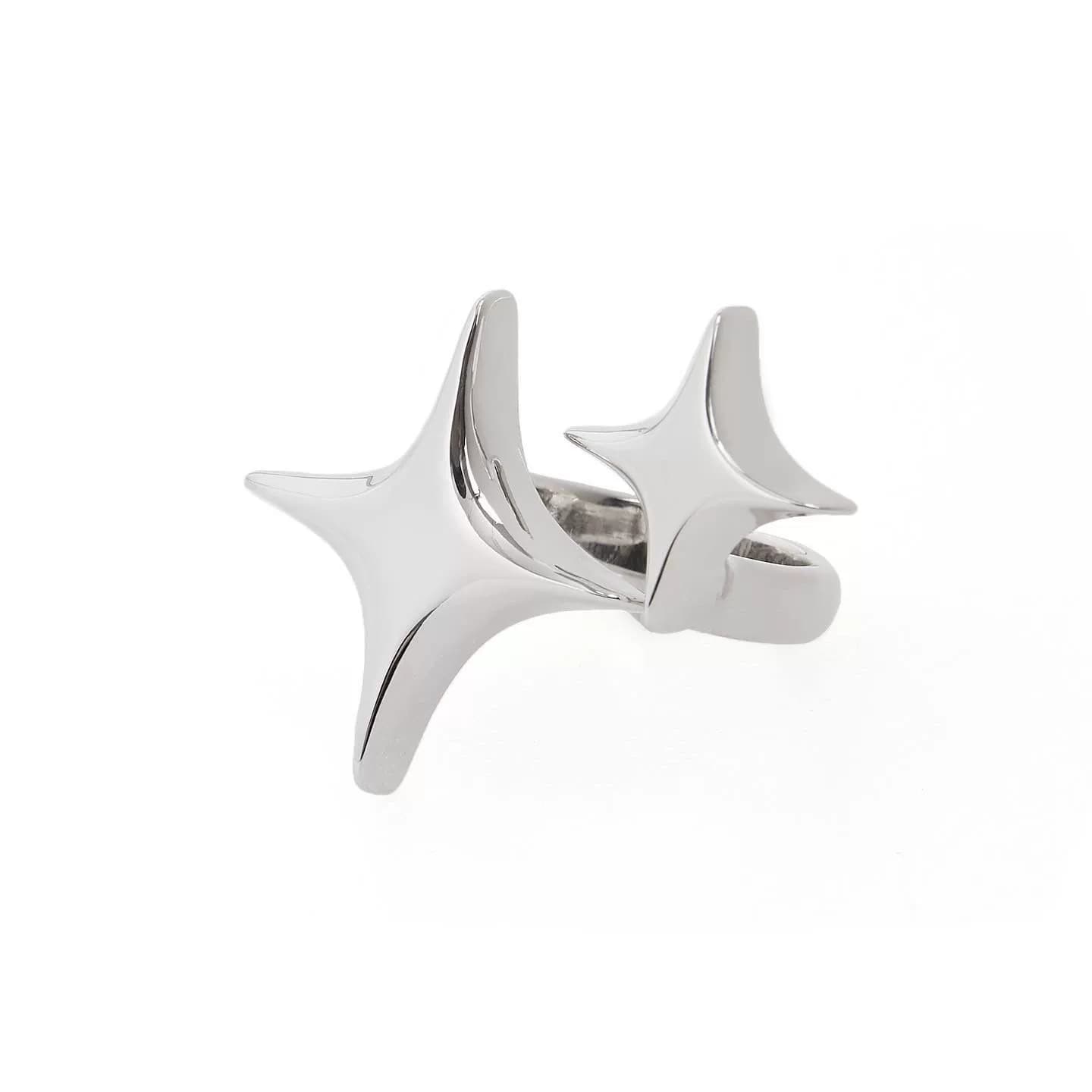 Fe3cSS21 bling bling ring star ring silver fine-tunable