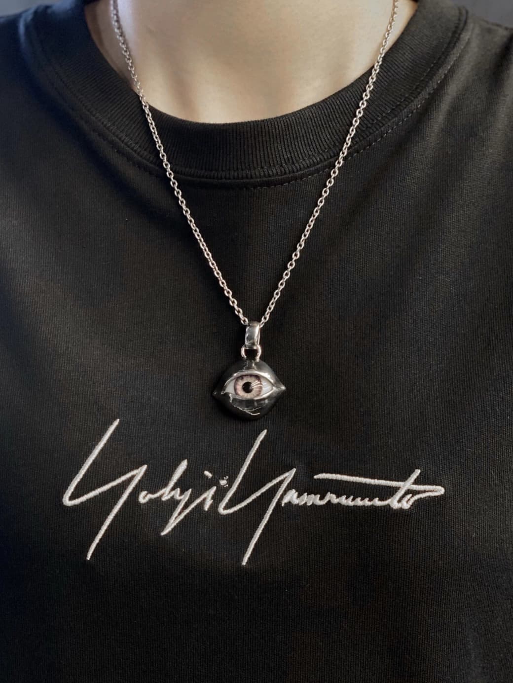 Yohji Yamamoto Yohji Eyes Sterling Silver Necklace Men and Women Trendy Light Luxury High-end Design Niche Accessories Ins Hip-Hop
