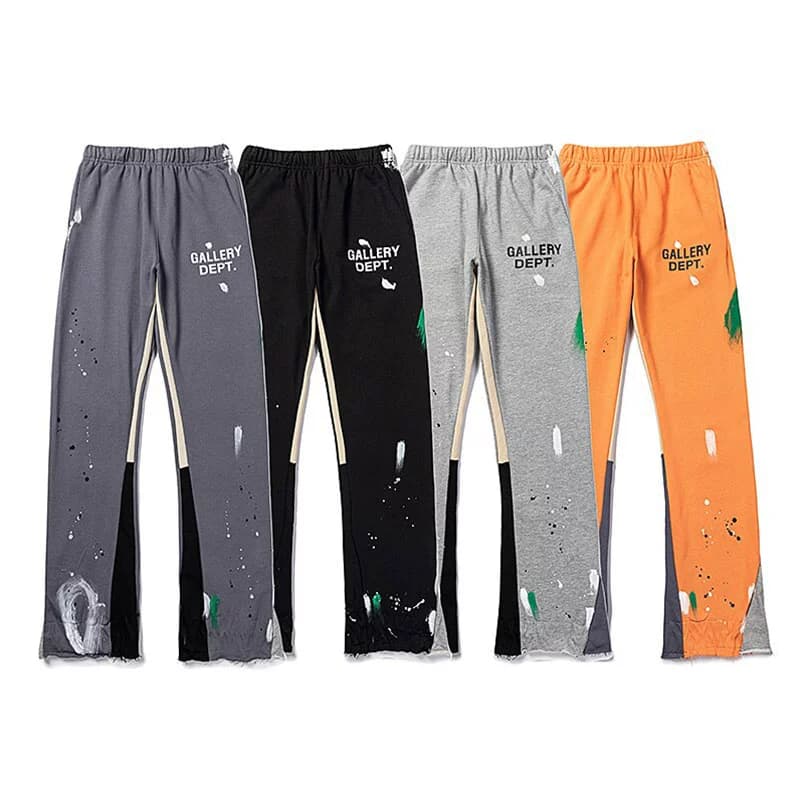 Fashion brand gallery dept hand-painted ink-splashed drawstring retro high street casual sweatpants flared trousers men - KakoBuy Spreadsheet