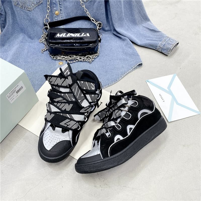 Fashion brand bread shoes Chengyi same style thick bottom lace up daddy shoes men and women couple German training shoes casual sports skateboard shoes