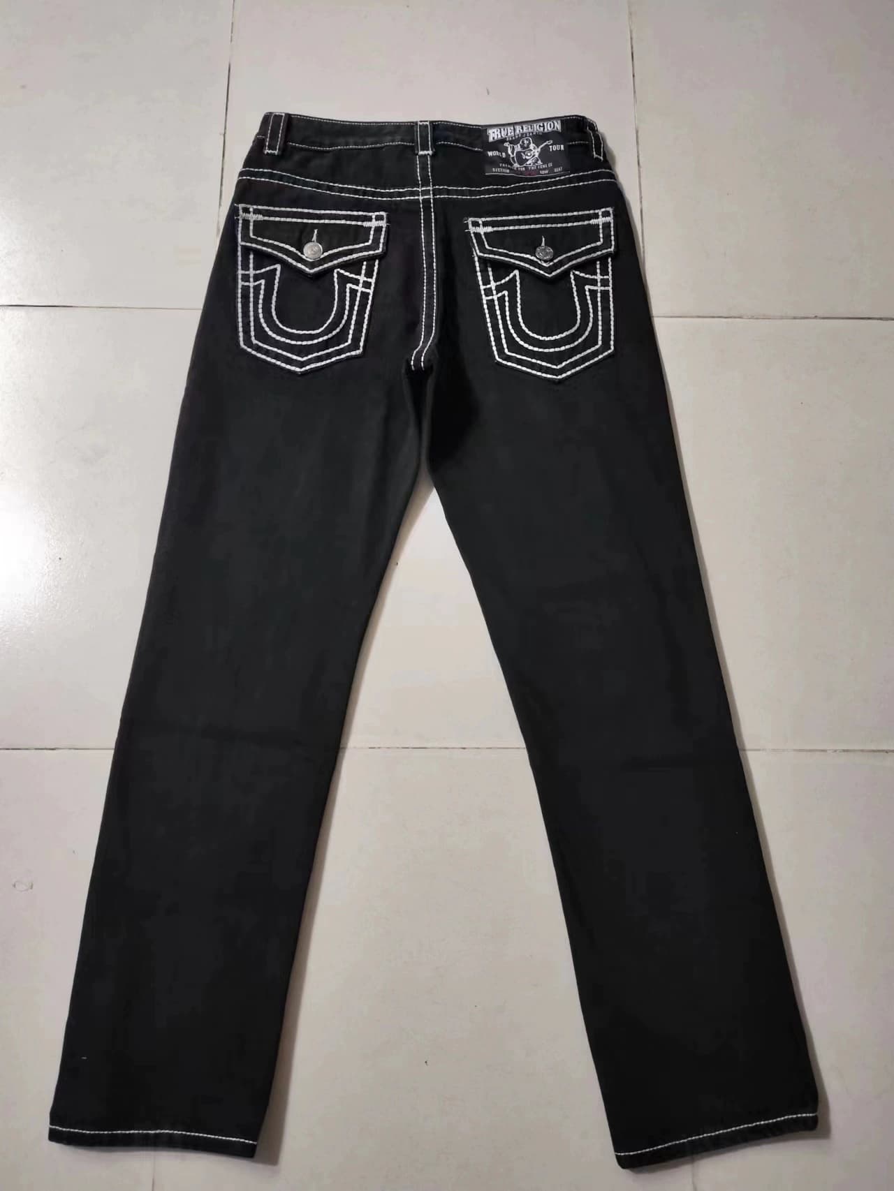 American trendy brand religious belief jeans men's Buddha large size white thick line loose straight Maitreya Buddha casual trousers - KakoBuy Spreadsheet