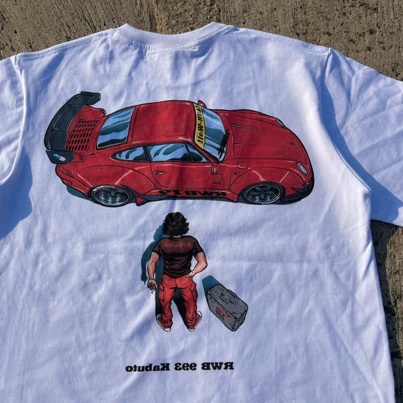 Loose and versatile anime men and women street trend short-sleeved couple outfit American Akira racer T-shirt round neck half sleeves