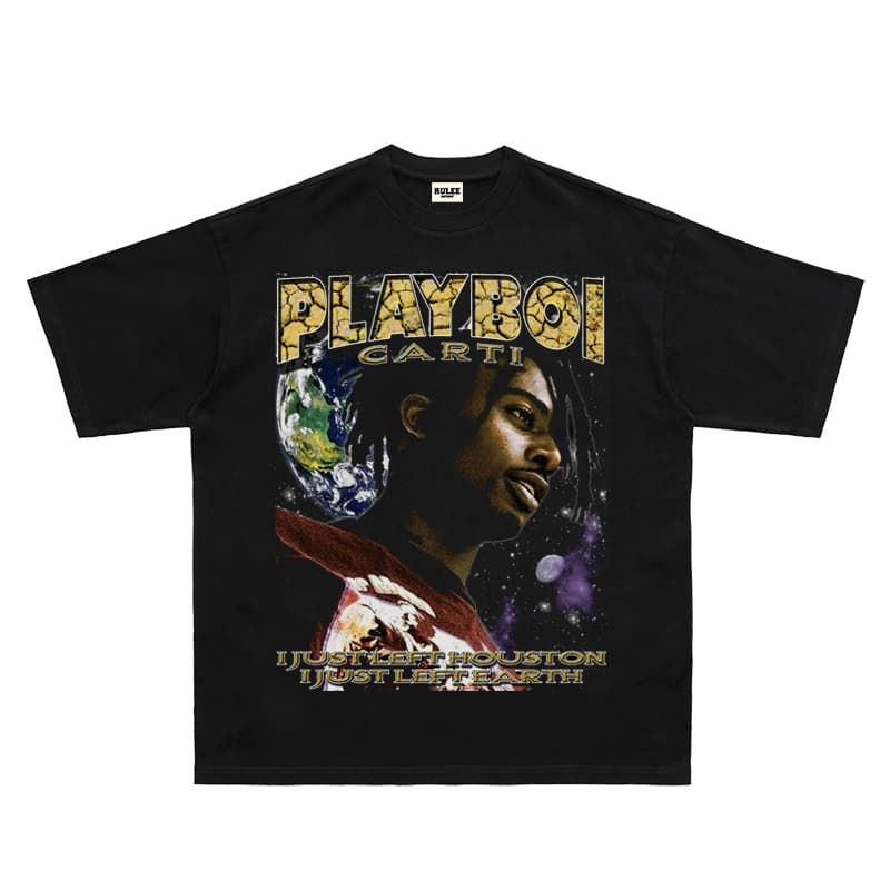Playboi Carti Atlanta Vintage Retro HIPHOP Hip-Hop T-shirt Short Sleeve Loose Print Tee