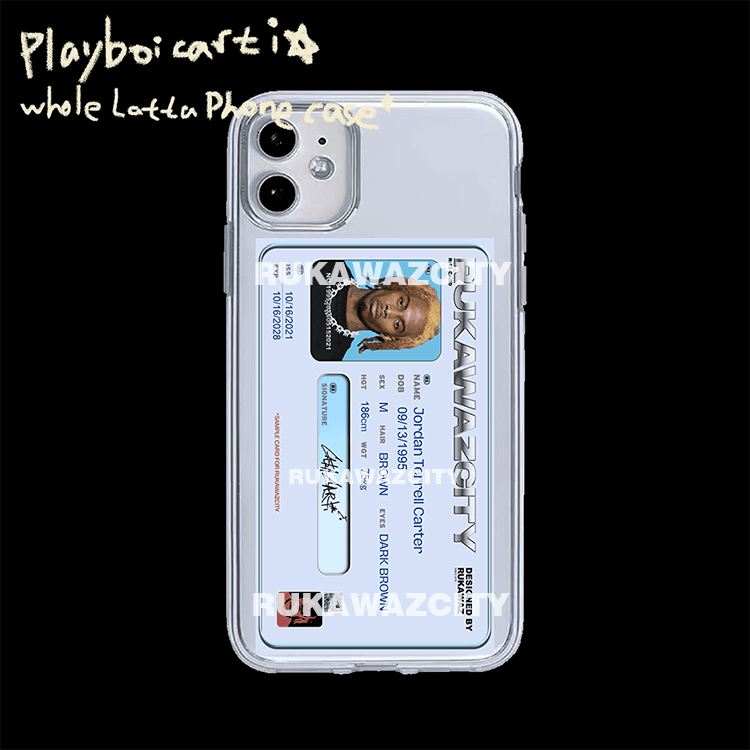 RUKAWAZ original playboi Carti's spoof ID photo is suitable for iPhone13 transparent mobile phone case - KakoBuy Spreadsheet