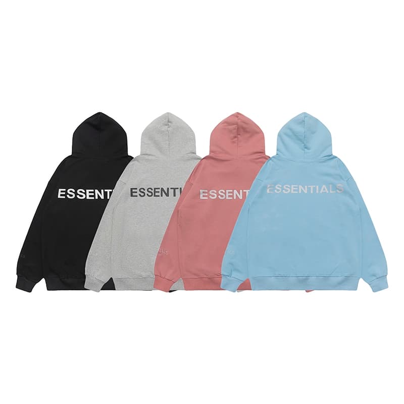 高品质 FOG复线反光字母ESSENTIALS卫衣男女宽松连帽衫套头外套潮