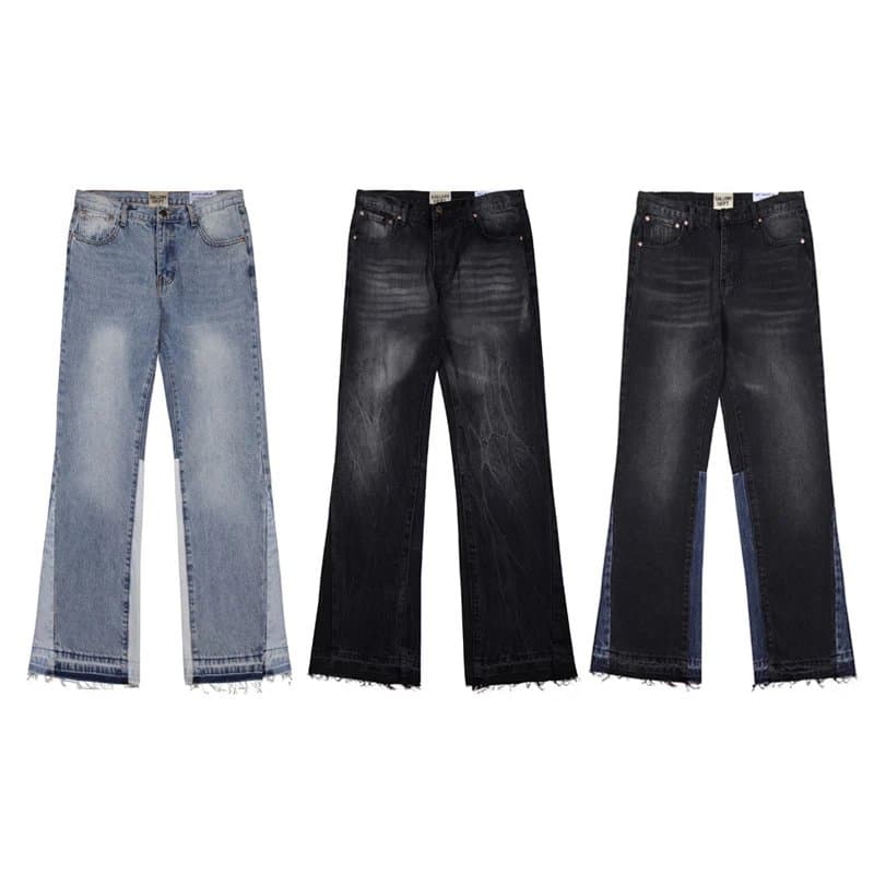 23S Galerdep colorblock flared jeans for men and women high street mopping straight trousers - KakoBuy Spreadsheet