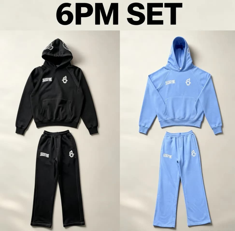 6PM Embroidered Hoodie & Sweatpants Set