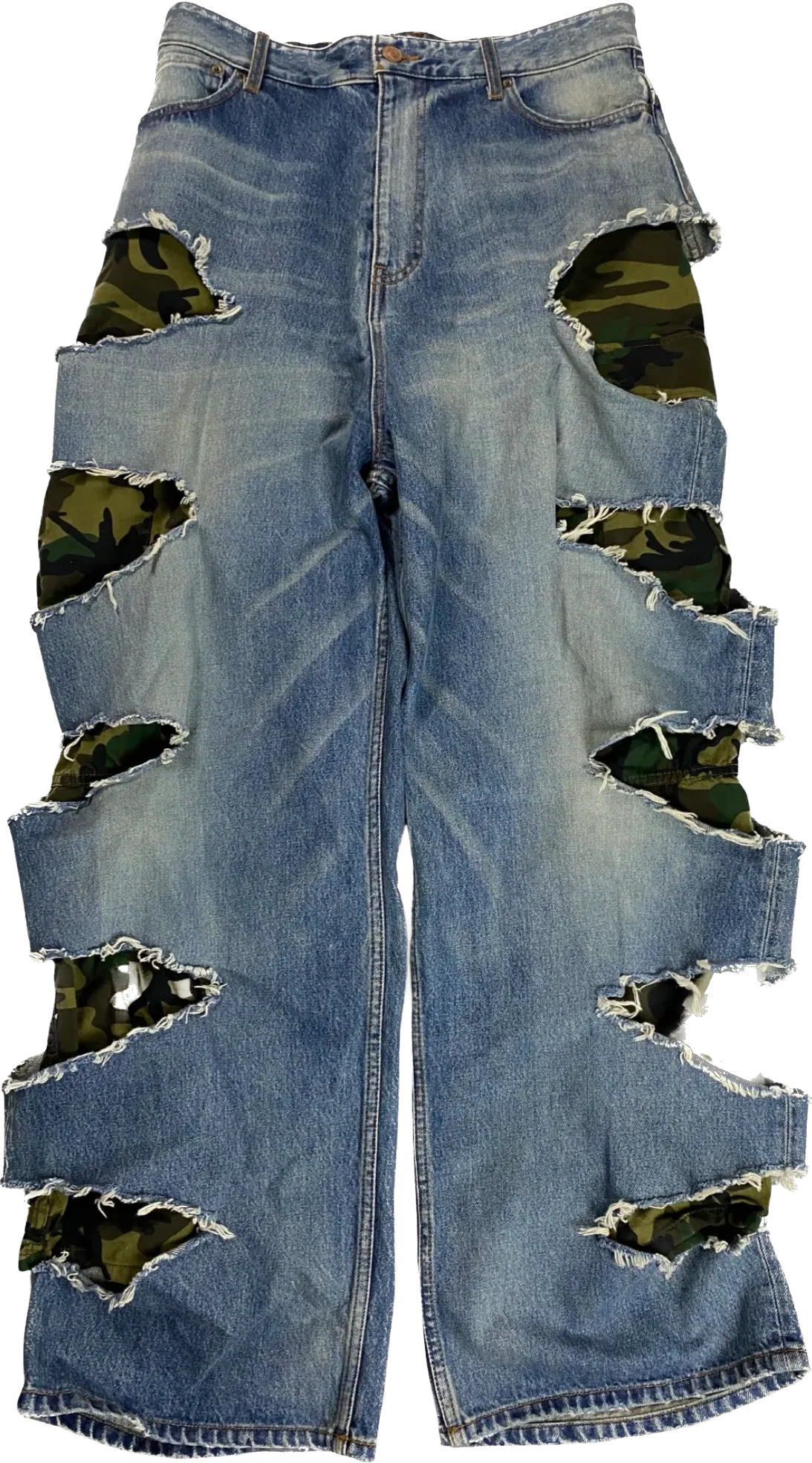 Balenciaga Slashed Camo Denim