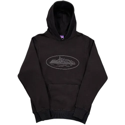 corteiz hoodie black  alcatraz logo black