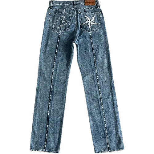 corteiz jeans steaked  c-star denim