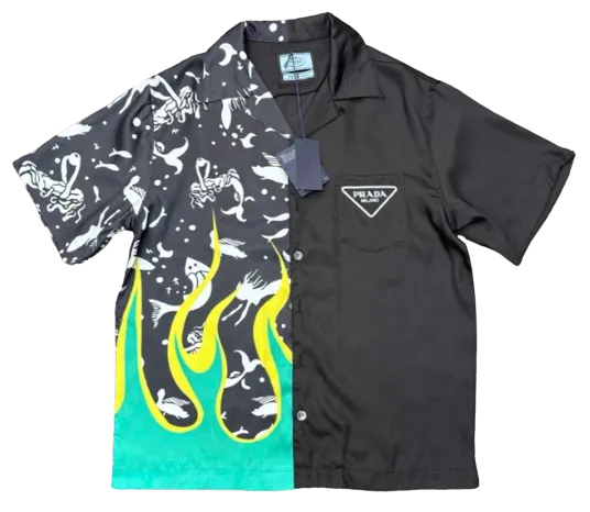 Prada Green Flames Polo